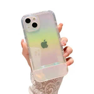 Anymob iPhone Case Yellow Green Laser Clear Bumper Stand Holder Shockproof Soft Silicone Back Cover