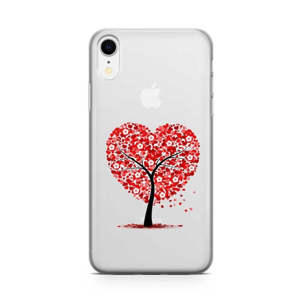 Apfelkiste - iPhone Xr Rubber Protective Cover Flower Heart - Transparent