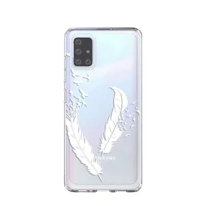 Apfelkiste - Samsung Galaxy A51 (2019) Rubber Case Cover Ultra Thin White Feathers - Transparent