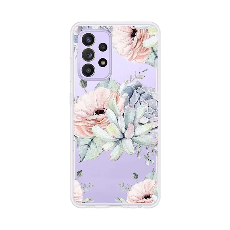 Apfelkiste - Samsung Galaxy A52s 5G / A52 (5G) Rubber Case Cover Ultra Thin Flowers - Transparent