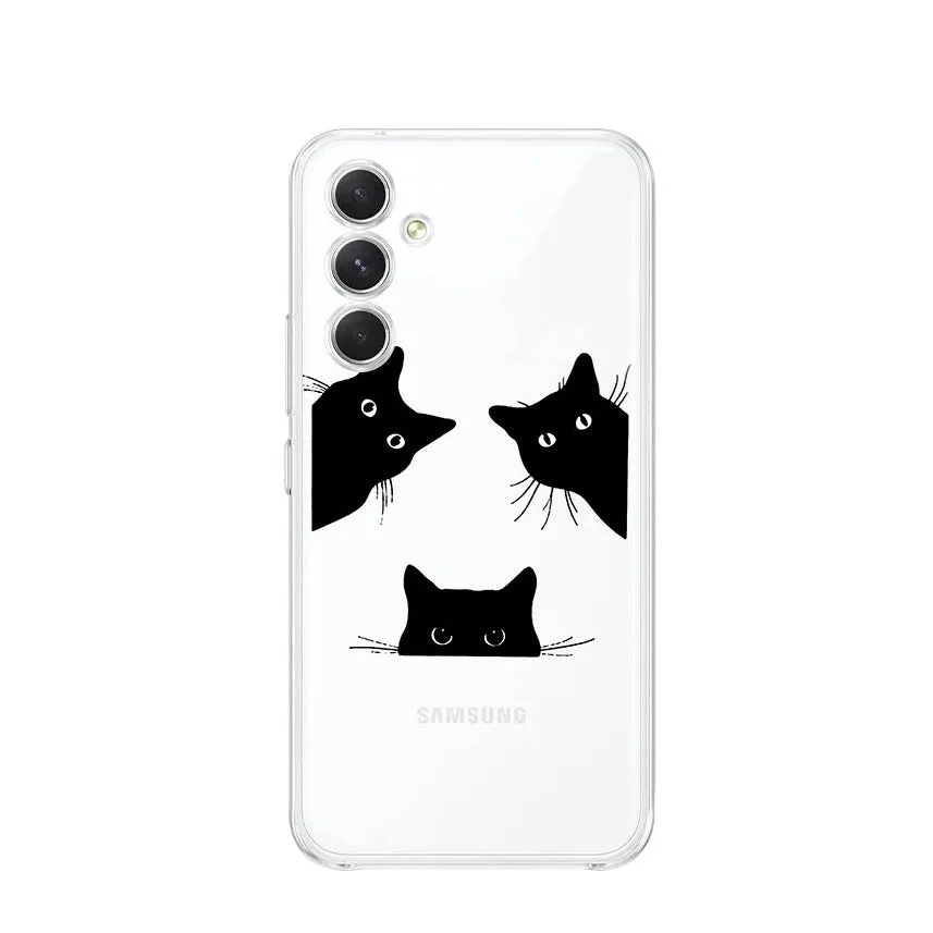 Apfelkiste - Samsung Galaxy A54 5G Rubber Case Cover Ultra Thin Black Cats - Transparent