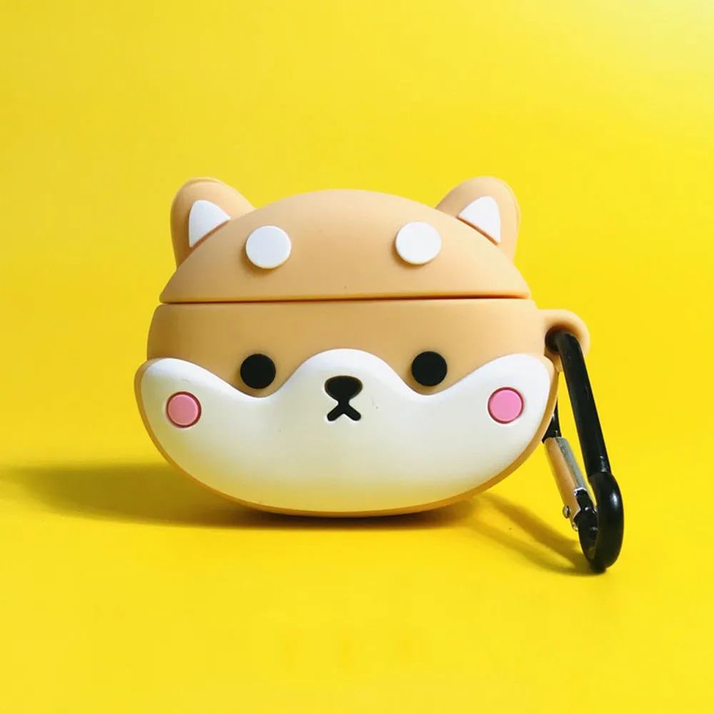 Apple AirPods 2 Earphone Silicon Case Keychain Cute 3D Avocado Shark Corgi Dog