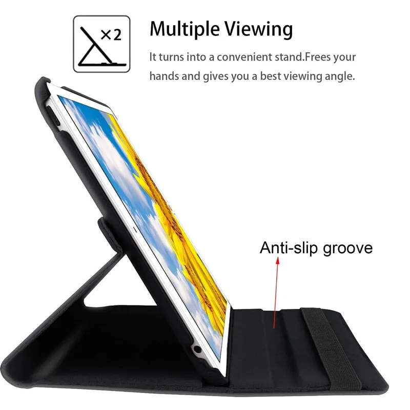 Apple iPad 5th Gen 9.7 Leather Case, Rotating 360 Degree Stand Smart Shockproof Flip Cover (Blue)