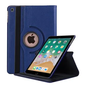 Apple iPad 5th Gen 9.7 Leather Case, Rotating 360 Degree Stand Smart Shockproof Flip Cover (Blue)