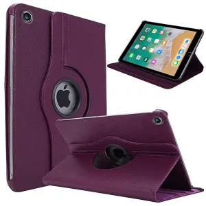 Apple iPad 5th Gen 9.7 Leather Case, Rotating 360 Degree Stand Smart Shockproof Flip Cover (Purple)