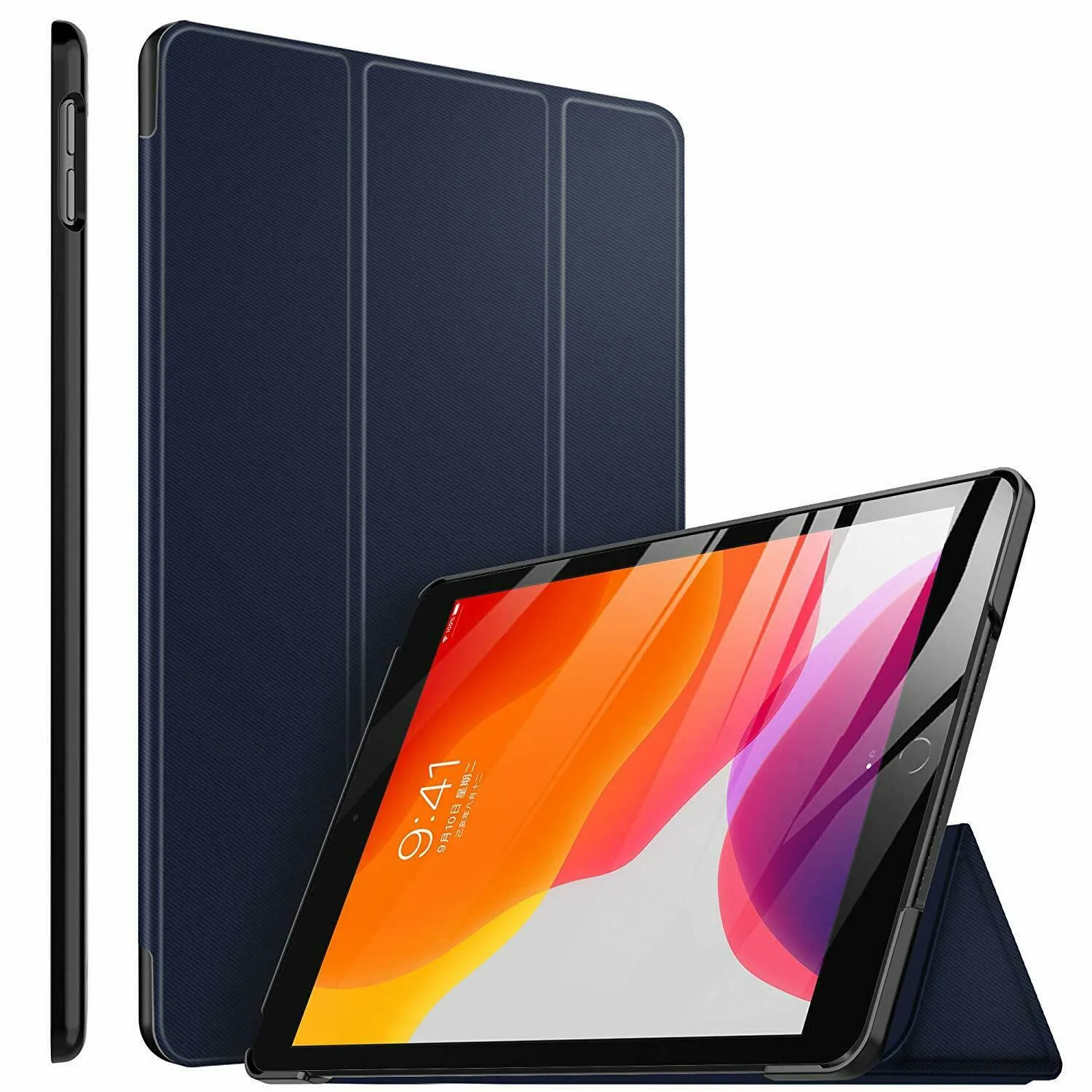 Apple iPad 7th Generation 10.2 inch 2019 Folio Smart Leather Magnetic Stand Case Cover (Blue)