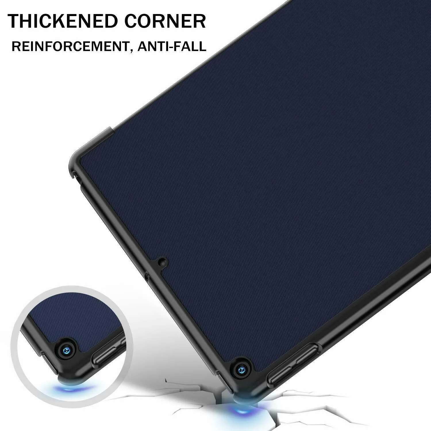 Apple iPad 7th Generation 10.2 inch 2019 Folio Smart Leather Magnetic Stand Case Cover (Blue)