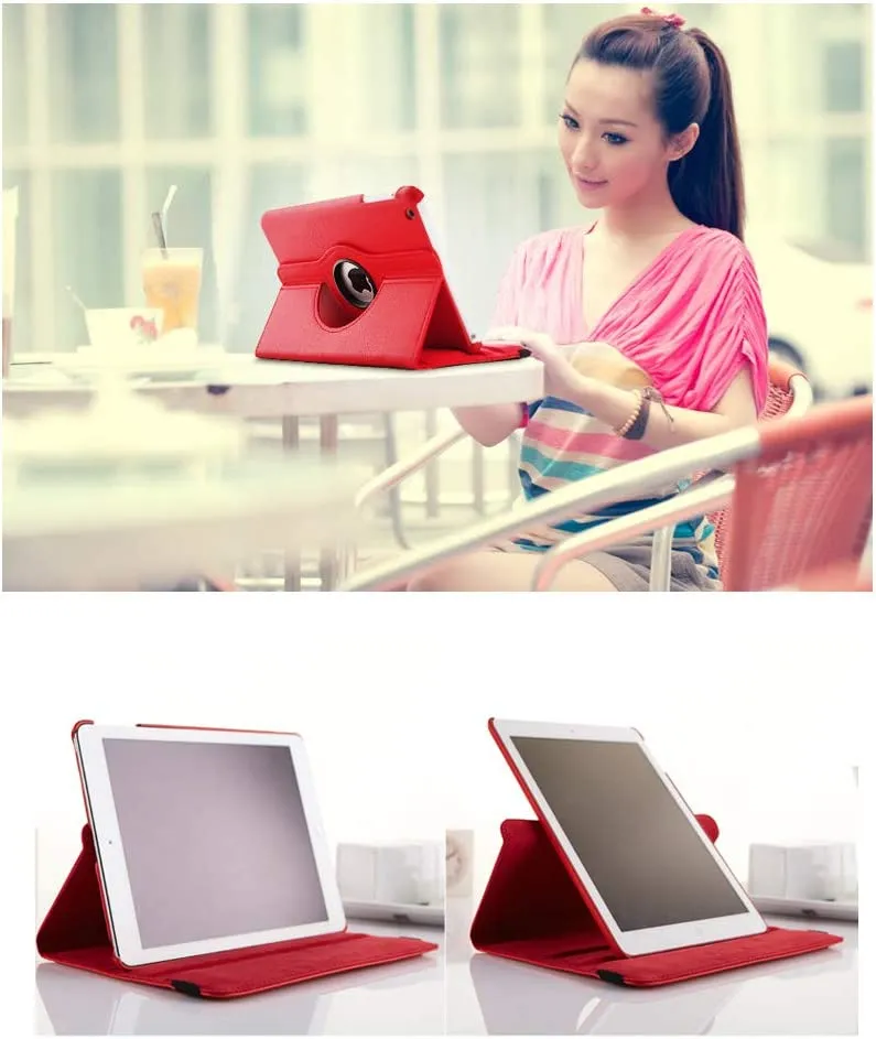 Apple iPad 8th Gen Smart Leather Case, 8 Generation 10.2 Rotating 360 Degree Stand Cover (Red)