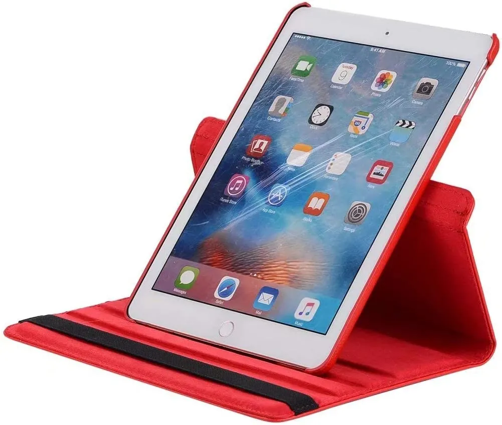 Apple iPad 8th Gen Smart Leather Case, 8 Generation 10.2 Rotating 360 Degree Stand Cover (Red)