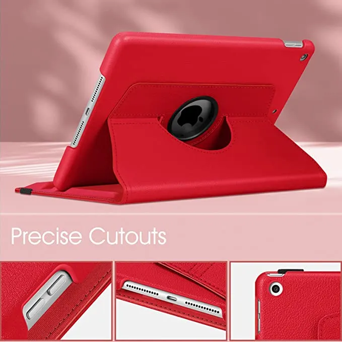 Apple iPad 8th Gen Smart Leather Case, 8 Generation 10.2 Rotating 360 Degree Stand Cover (Red)