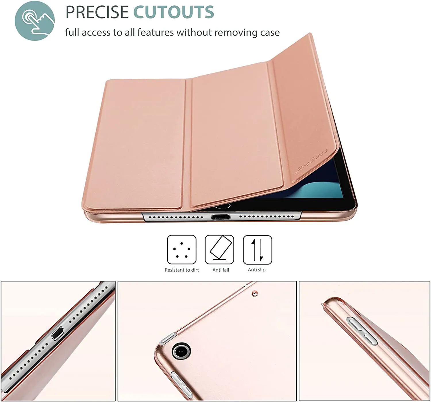 Apple iPad Air 4 4th Gen 10.9 inch 2020 Folio Smart Leather Magnetic Stand Case Cover (Rose Gold)
