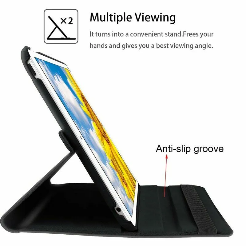Apple iPad Air 5 5th Gen 10.9" 2022 Leather Case, Rotating 360 Degree Stand Smart Cover (Navy Blue)