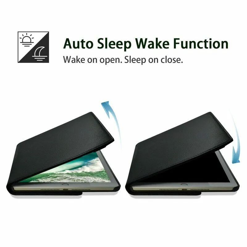 Apple iPad Mini 5 Smart Leather Case Rotating 360 Degree Stand Cover (Black)