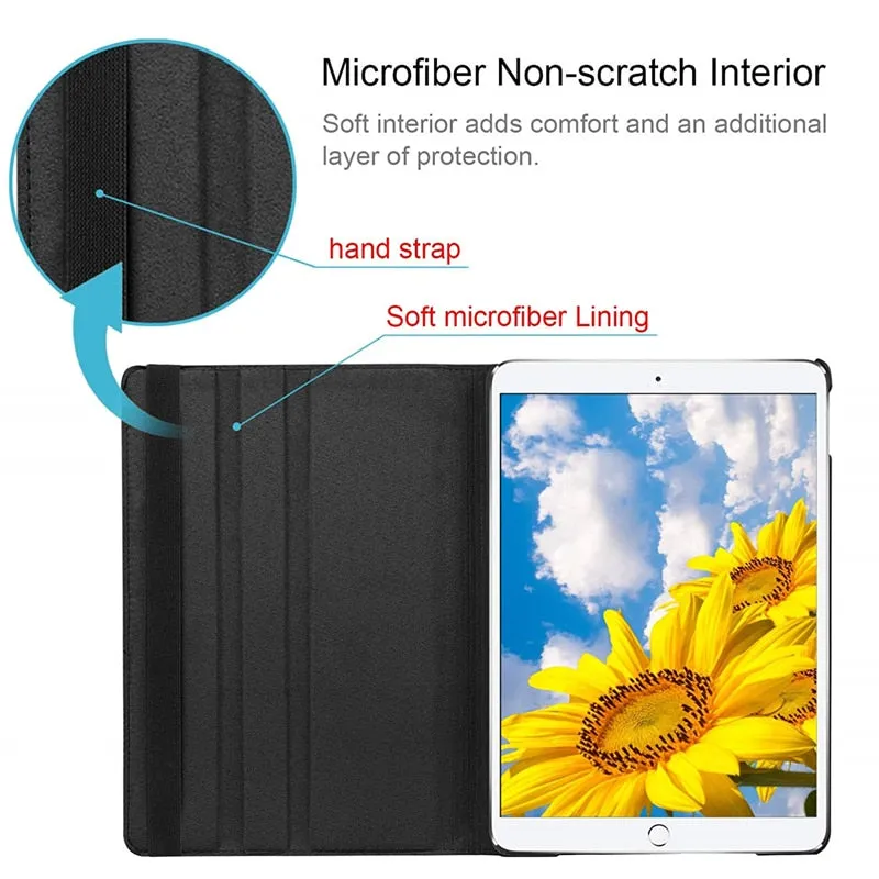 Apple iPad Mini 5 Smart Leather Case Rotating 360 Degree Stand Cover (Black)