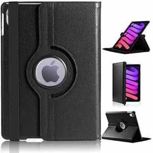 Apple iPad Mini 5 Smart Leather Case Rotating 360 Degree Stand Cover (Black)