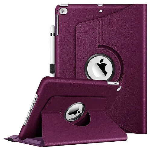 Apple iPad Pro 11 2018 Leather Case, Rotating 360 Degree Stand Smart Shockproof Flip Cover (Purple)