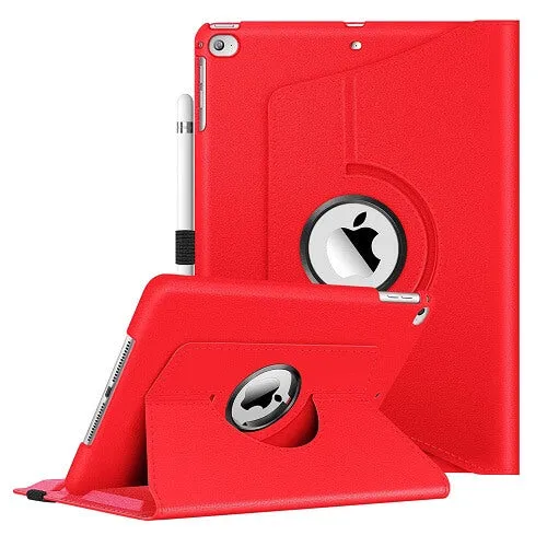 Apple iPad Pro 11 2018 Leather Case, Rotating 360 Degree Stand Smart Shockproof Flip Cover (Red)