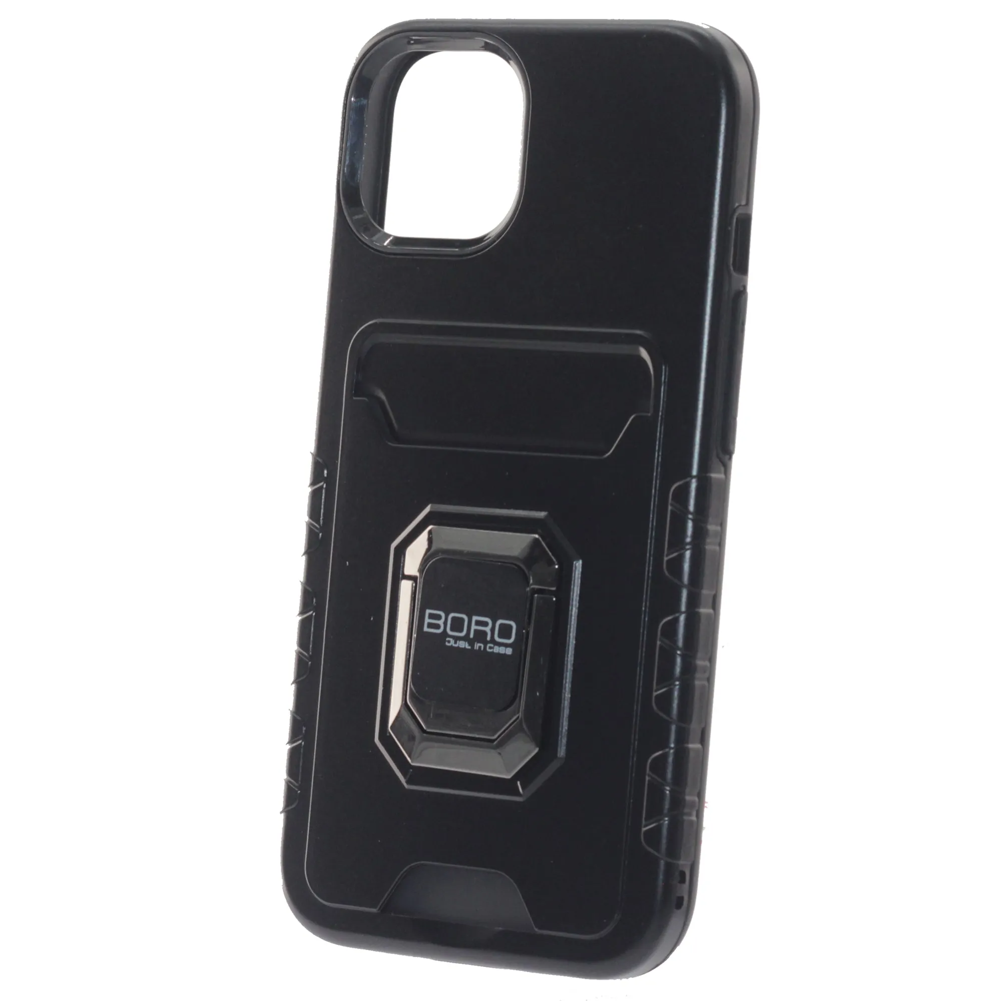 Apple iPhone 12 Case/12ProCase, (BORO) Magnetic Ring Armor Case with Card Holder, Color Black