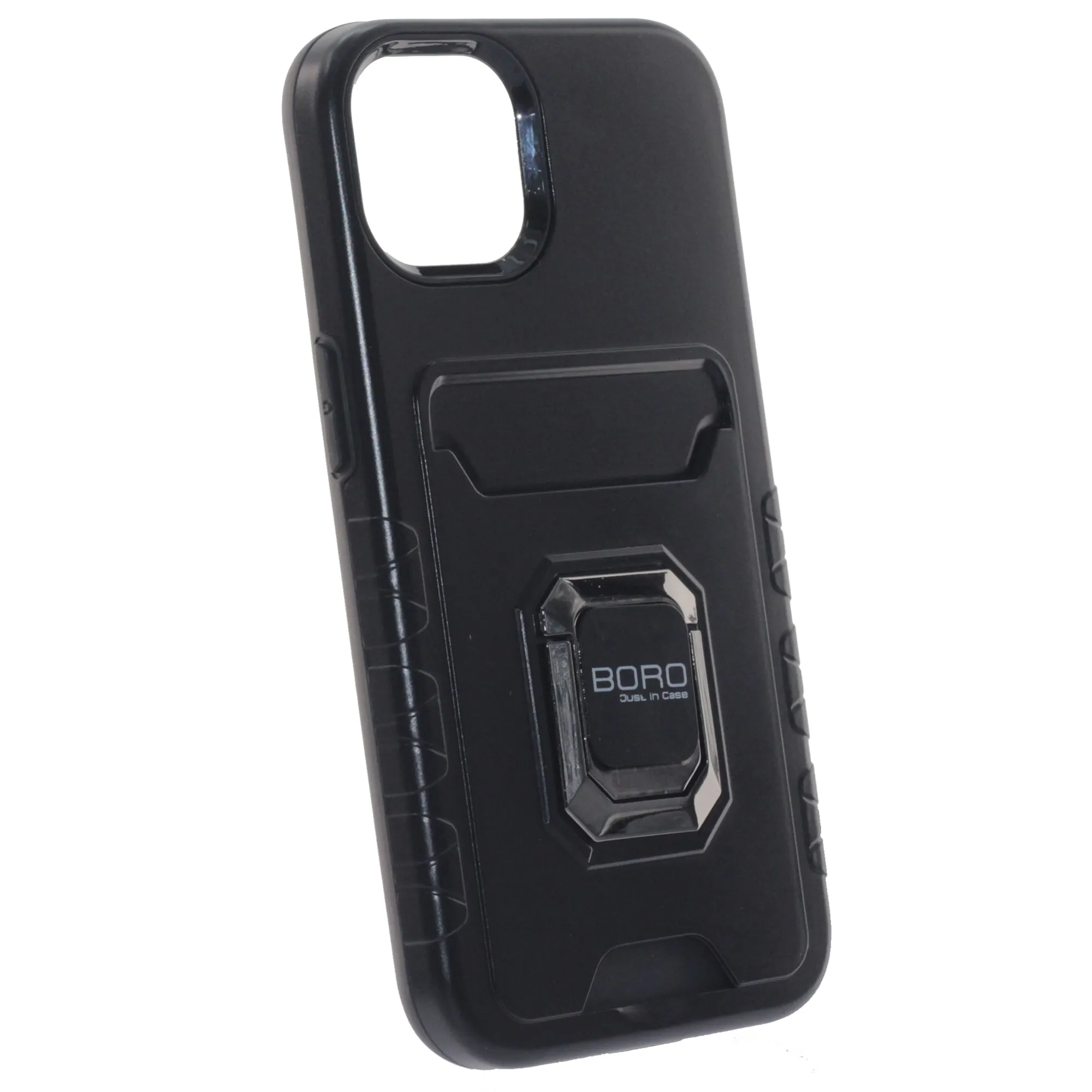 Apple iPhone 12 Case/12ProCase, (BORO) Magnetic Ring Armor Case with Card Holder, Color Black