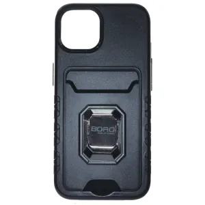 Apple iPhone 12 Case/12ProCase, (BORO) Magnetic Ring Armor Case with Card Holder, Color Black