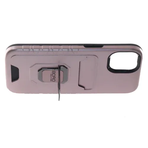 Apple iPhone 13 Mini Case, (BORO) Magnetic Ring Armor Case with Card Holder, Color Rose Gold