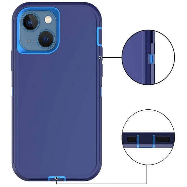 Apple iPhone 14 Case Drop Resistant Defender Tradies Heavy Duty Rugged Shockproof Tough Cover (Blue)