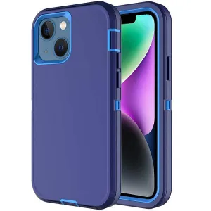 Apple iPhone 14 Case Drop Resistant Defender Tradies Heavy Duty Rugged Shockproof Tough Cover (Blue)