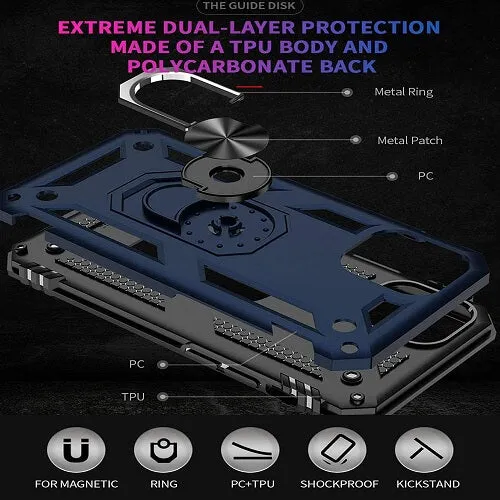 Apple iPhone 14 Plus Magnetic Ring Rugged Shockproof Case Heavy Duty Protective Back Cover (Blue)