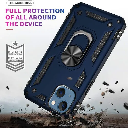 Apple iPhone 14 Plus Magnetic Ring Rugged Shockproof Case Heavy Duty Protective Back Cover (Blue)