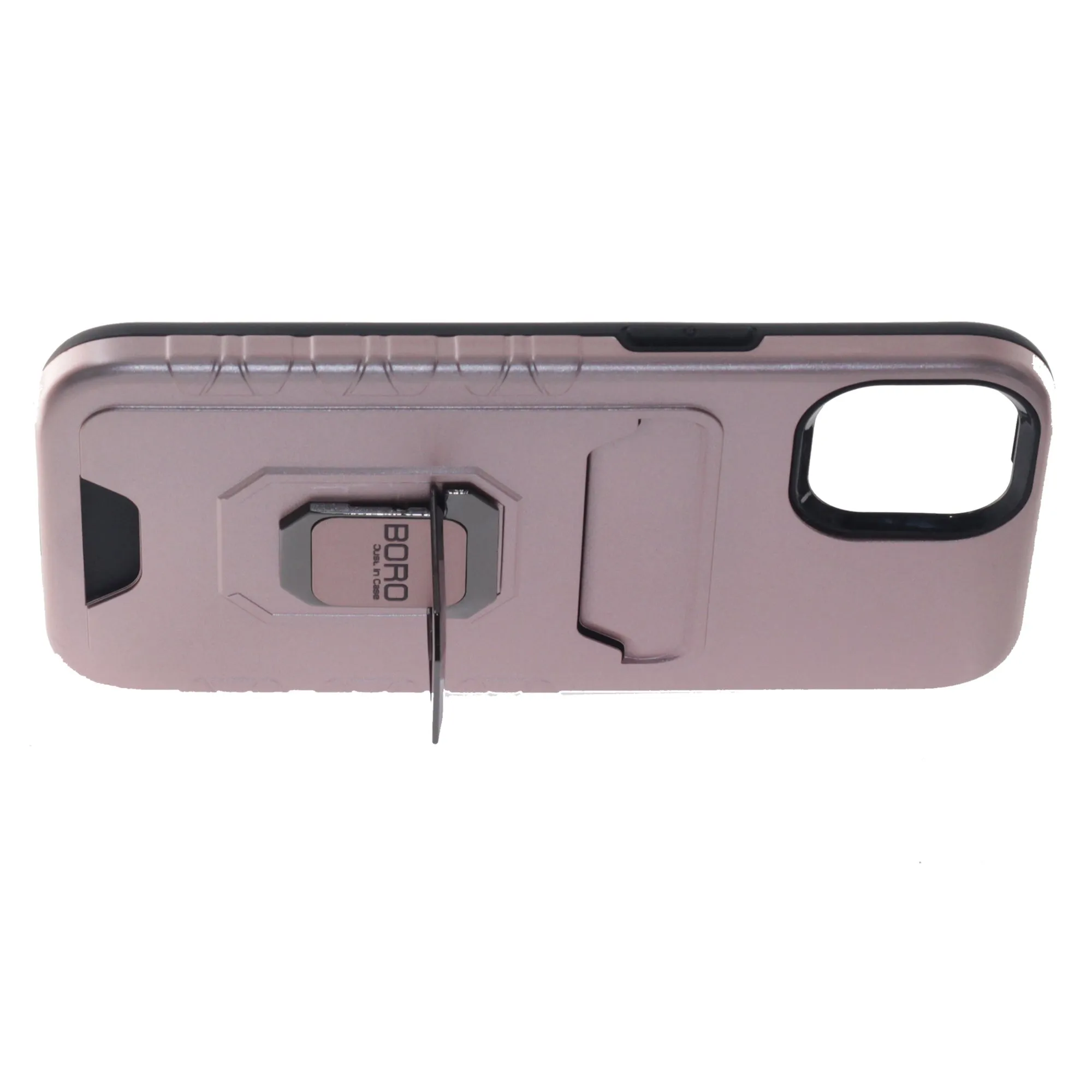 Apple iPhone 14 Pro, (BORO) Magnetic Ring Armor Case with Card Holder, Color Rose Gold