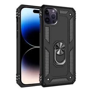Apple iPhone 14 Pro Magnetic Ring Rugged Shockproof Case Heavy Duty Protective Back Cover (Black)