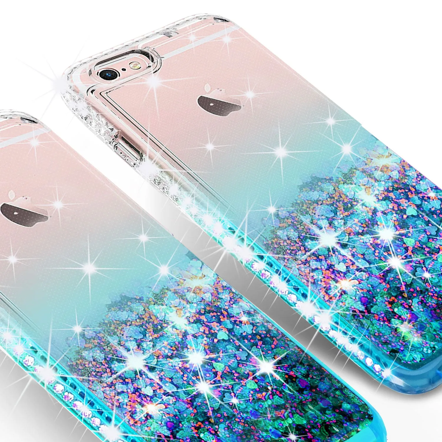 Apple iPhone 7 Case Liquid Glitter Phone Case Waterfall Floating Quicksand Bling Sparkle Cute Protective Girls Women Cover for iPhone 7 - Teal