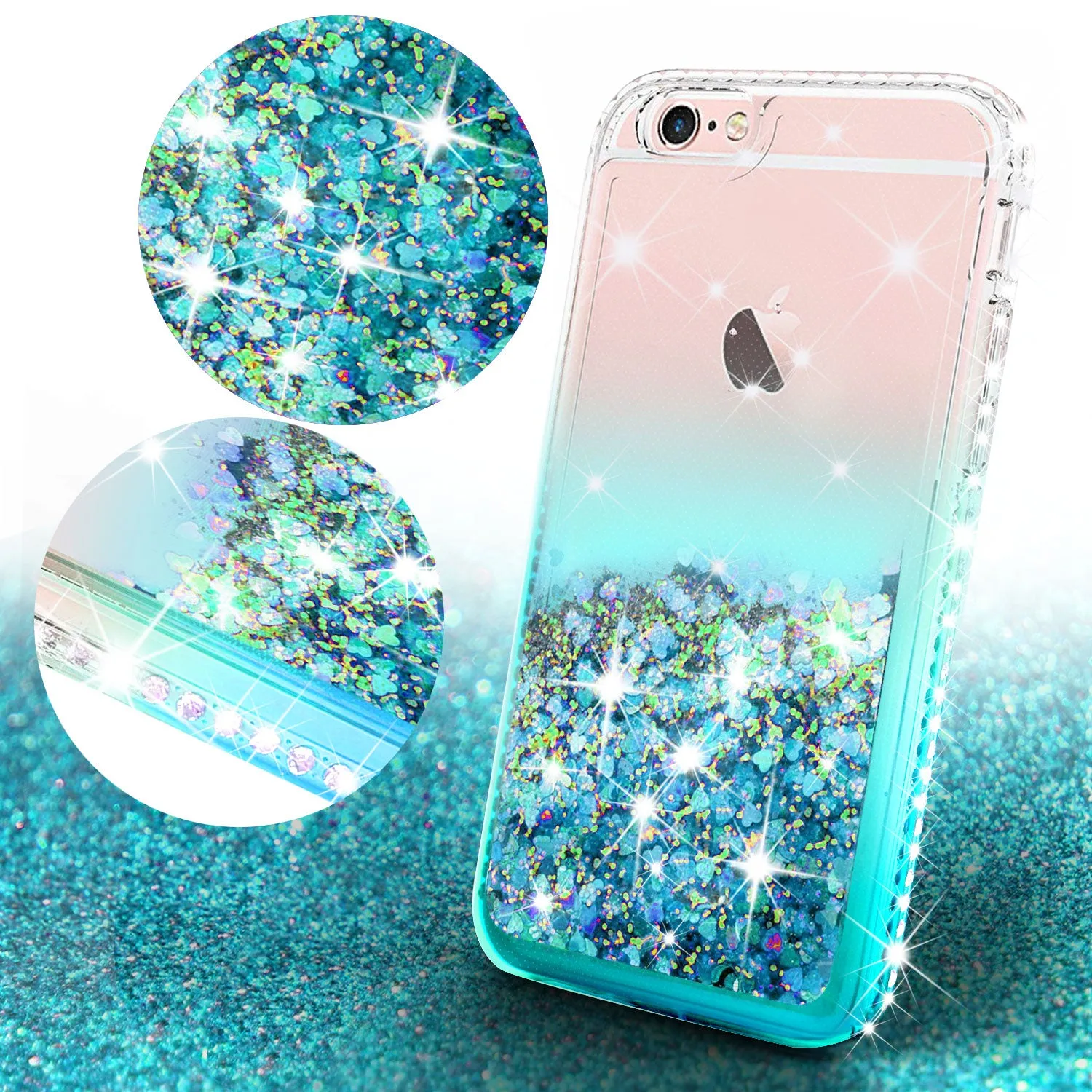 Apple iPhone 7 Case Liquid Glitter Phone Case Waterfall Floating Quicksand Bling Sparkle Cute Protective Girls Women Cover for iPhone 7 - Teal