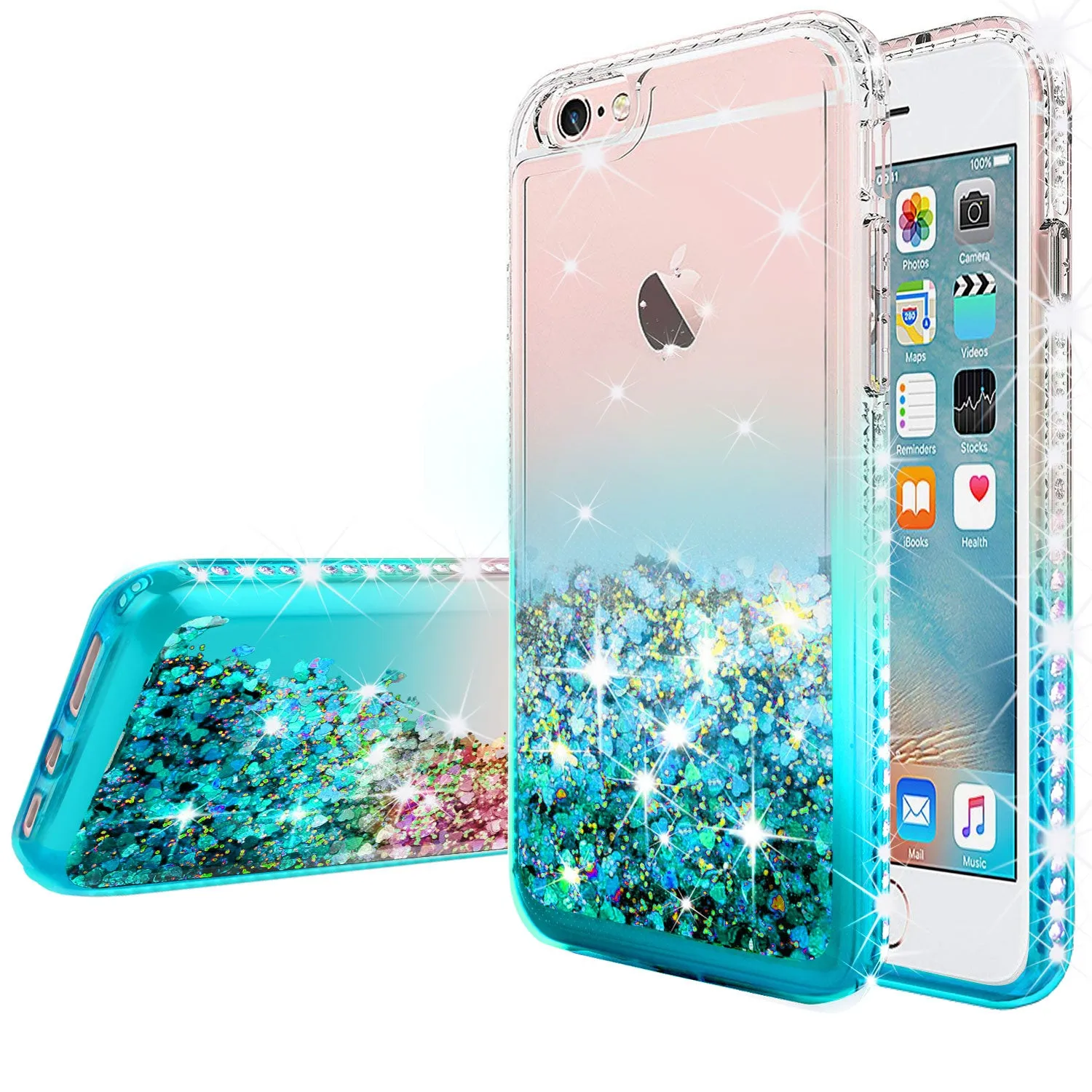 Apple iPhone 7 Case Liquid Glitter Phone Case Waterfall Floating Quicksand Bling Sparkle Cute Protective Girls Women Cover for iPhone 7 - Teal