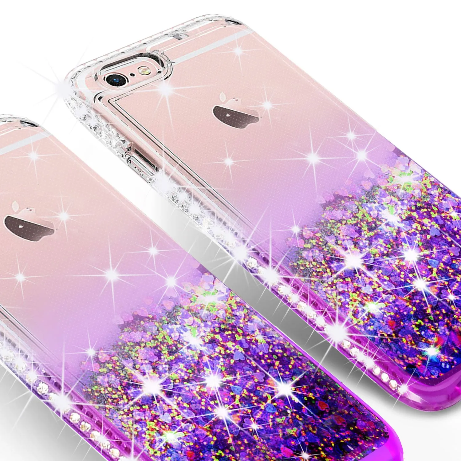 Apple iPhone 8 Plus Case Liquid Glitter Phone Case Waterfall Floating Quicksand Bling Sparkle Cute Protective Girls Women Cover for iPhone 8 Plus - Purple