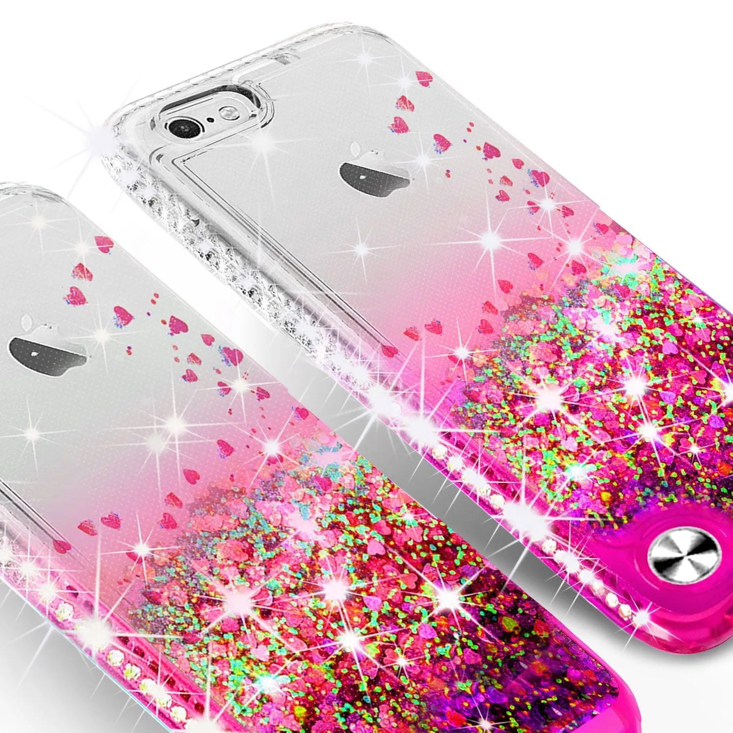 Apple iPod Touch 6, iPod Touch 5 Case Liquid Glitter Phone Case Waterfall Floating Quicksand Bling Sparkle Cute Protective Girls Women Cover for iPod Touch 6/iPod Touch 5 - Hot Pink