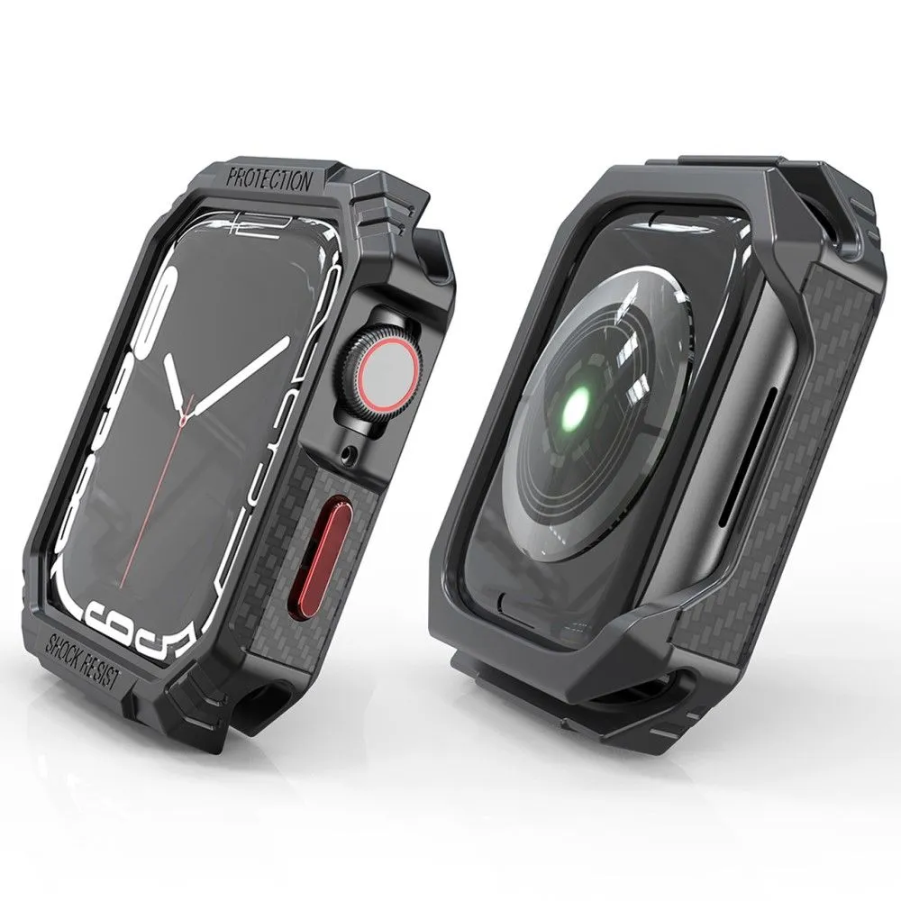 Apple Watch (41mm) carbon fiber style cover - Black / Red