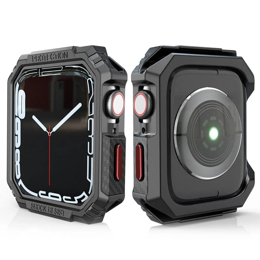 Apple Watch (41mm) carbon fiber style cover - Black / Red
