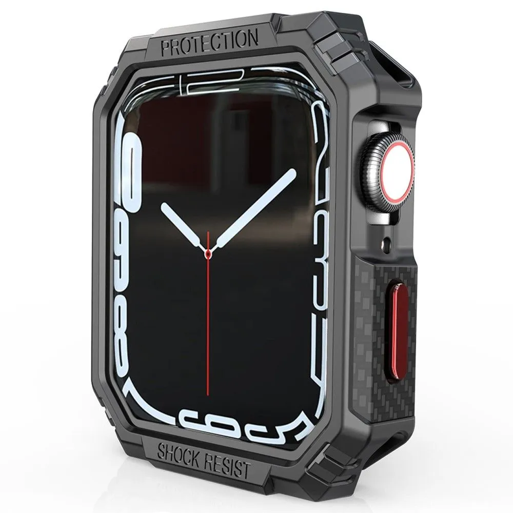 Apple Watch (41mm) carbon fiber style cover - Black / Red