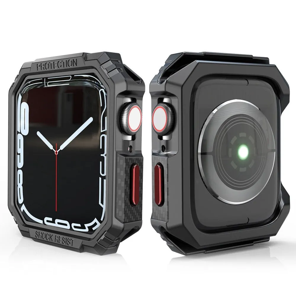 Apple Watch (41mm) carbon fiber style cover - Black / Red