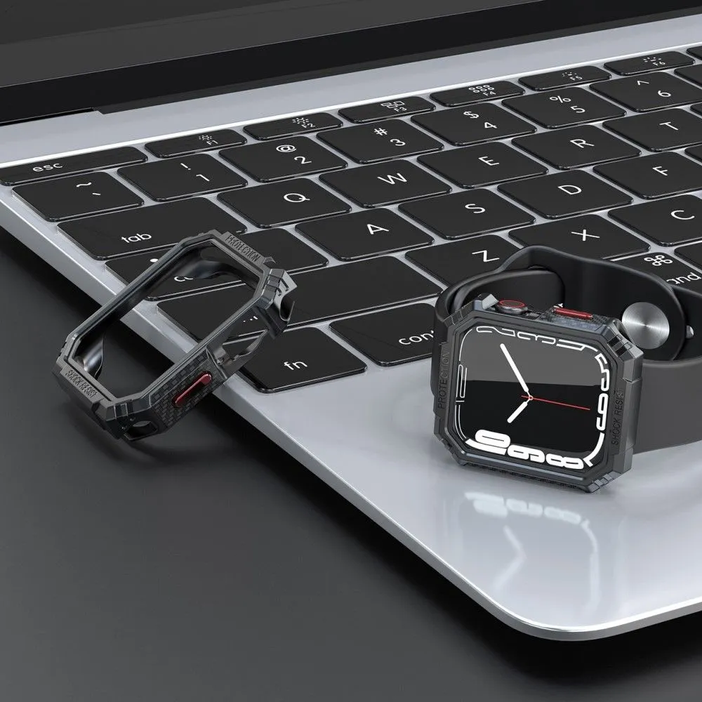 Apple Watch (41mm) carbon fiber style cover - Black / Red