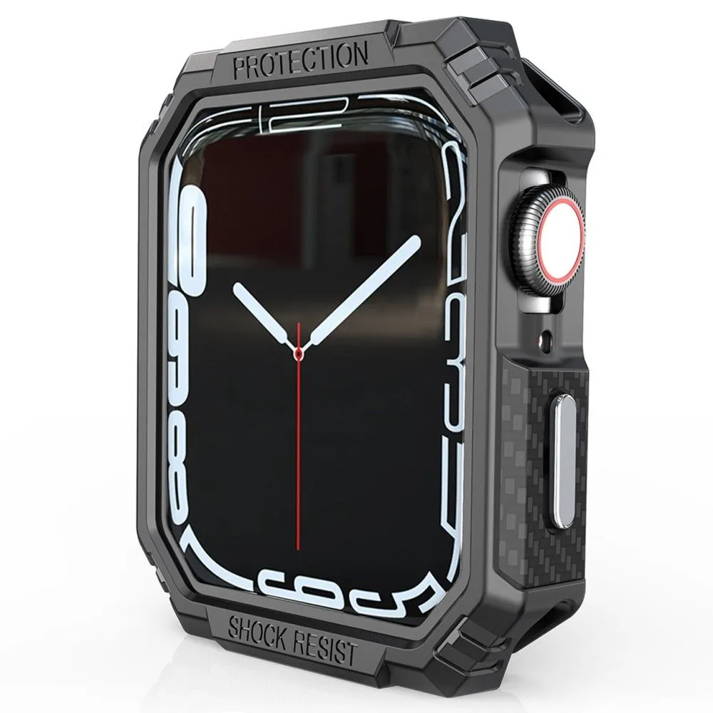 Apple Watch 44mm carbon fiber style cover - Black / Silver