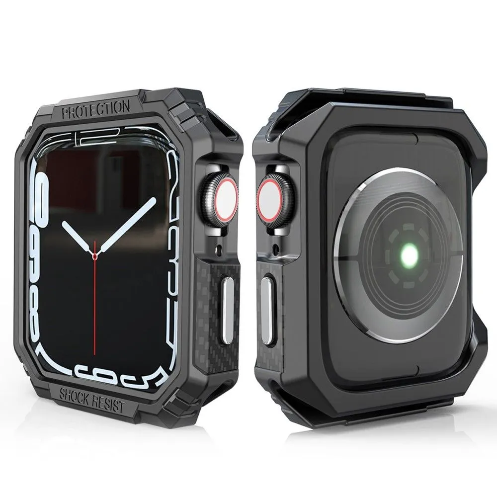Apple Watch 44mm carbon fiber style cover - Black / Silver