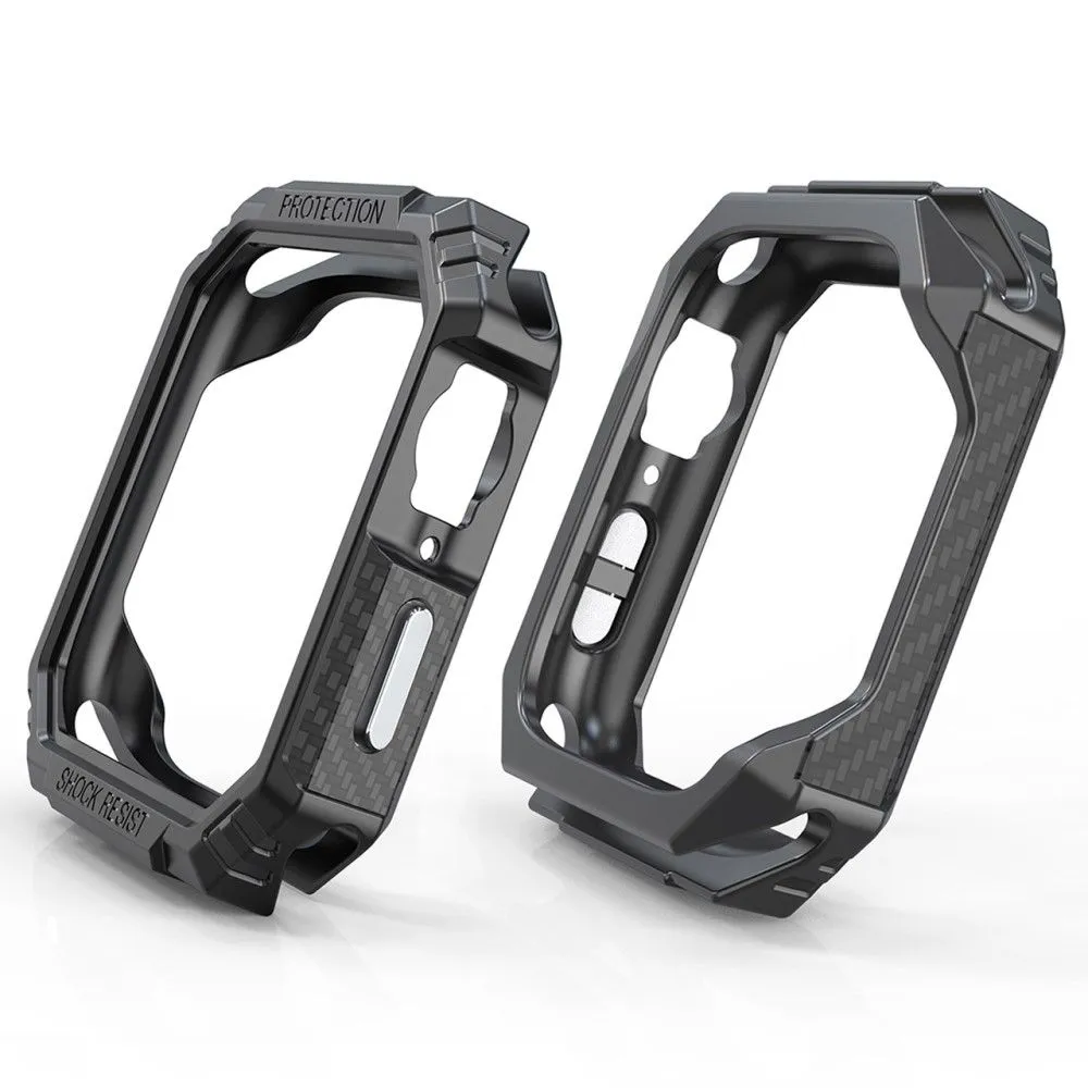 Apple Watch 44mm carbon fiber style cover - Black / Silver