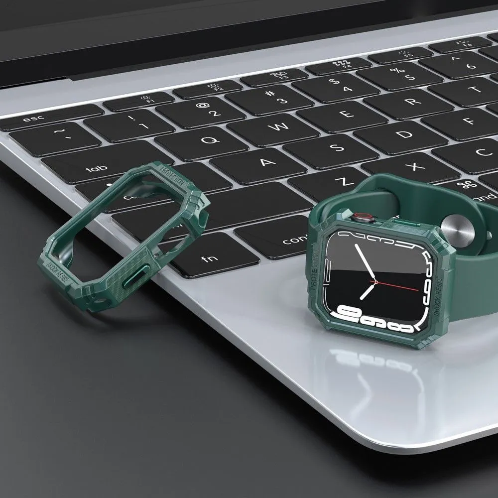 Apple Watch 44mm carbon fiber style cover - Green