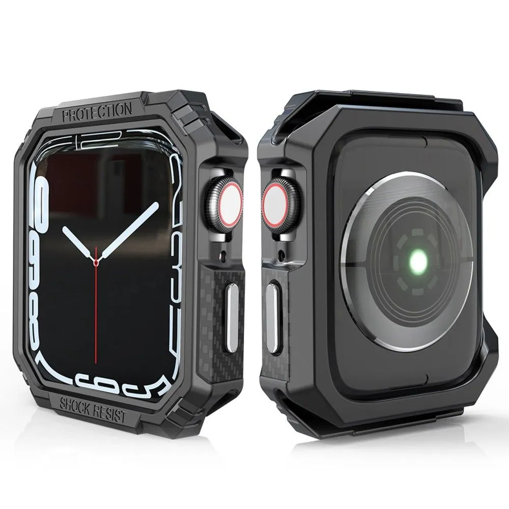 Apple Watch (45mm) carbon fiber style cover - Black / Silver
