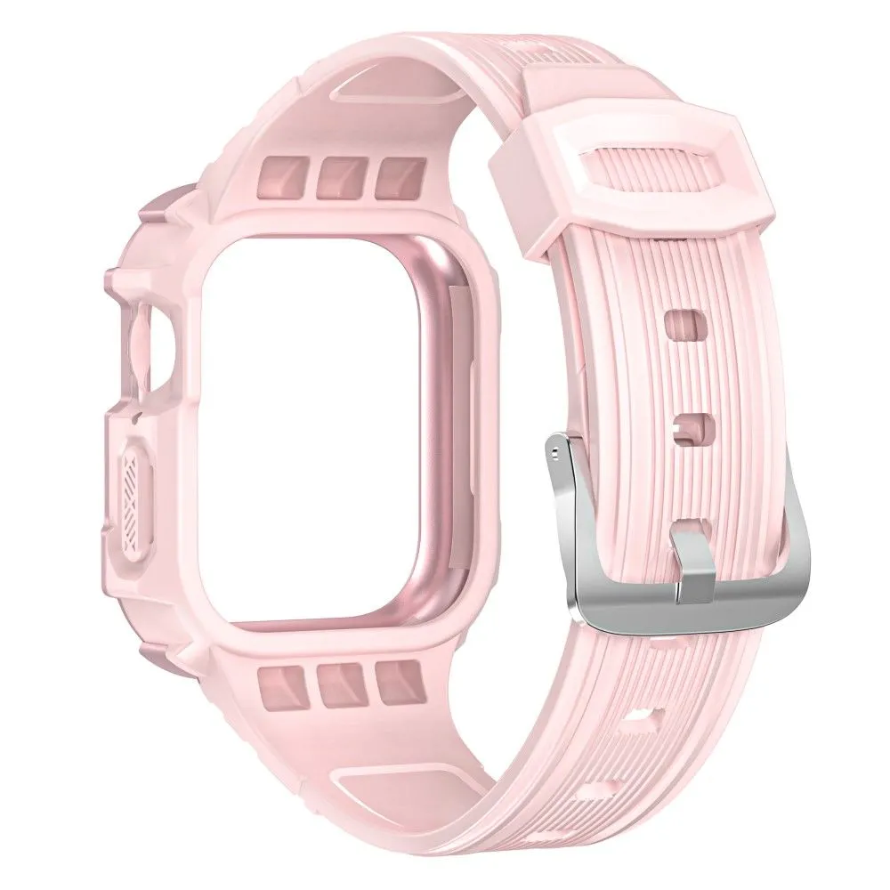 Apple Watch (45mm) dual color TPU cover with watch strap - Pink / Rose Pink