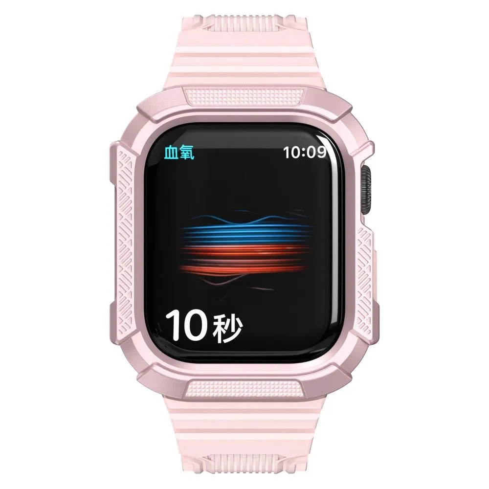 Apple Watch (45mm) dual color TPU cover with watch strap - Pink / Rose Pink