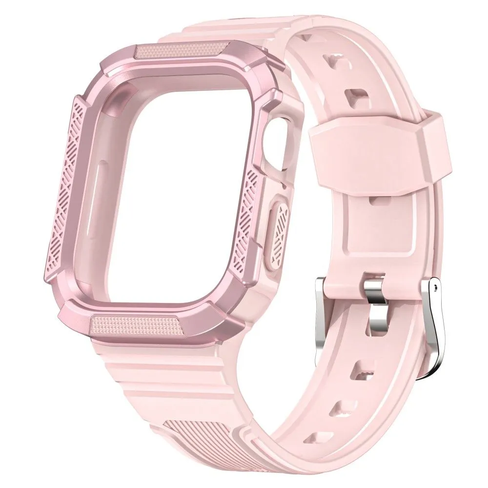 Apple Watch (45mm) dual color TPU cover with watch strap - Pink / Rose Pink