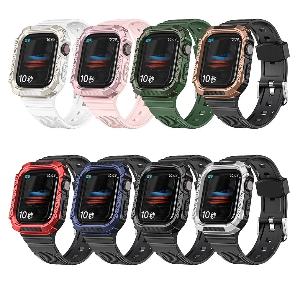 Apple Watch (45mm) dual color TPU cover with watch strap - Pink / Rose Pink